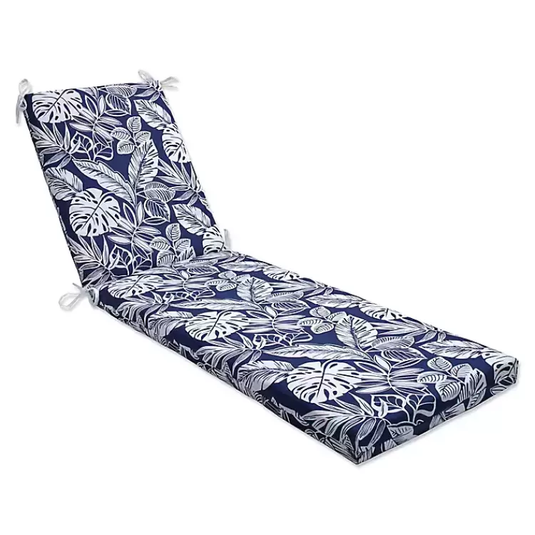Navy Tropical Foliage Outdoor Chaise Cushion>Kirklands Home Online