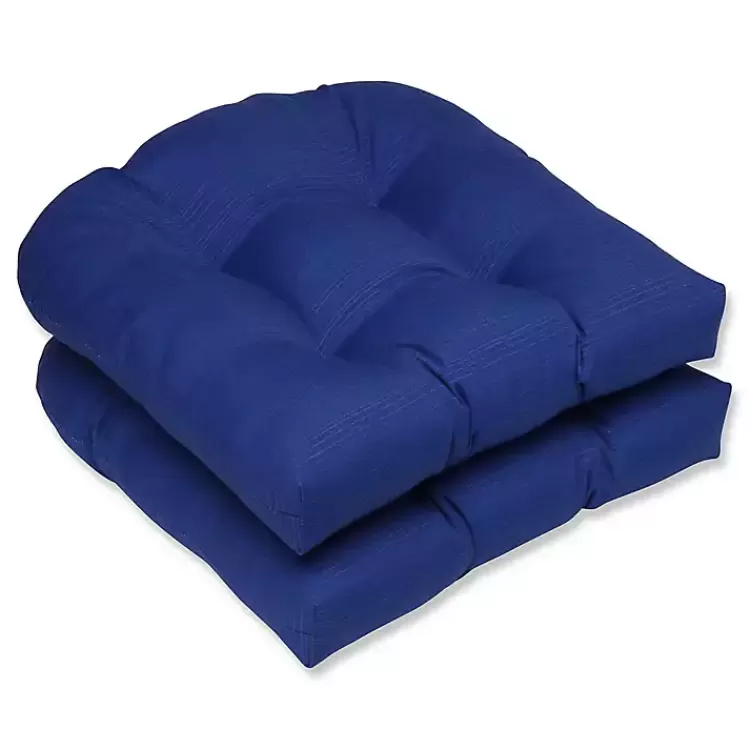 Navy Tufted Outdoor Wicker Chair Cushion, Set of 2>Kirklands Home Shop