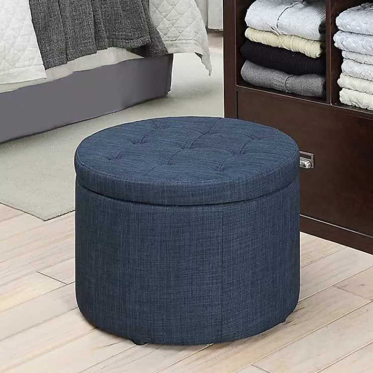 navy_upholstered_round_shoe_storage_ottoman_2.webp Navy Upholstered Round Shoe Storage Ottoman>Kirklands Home Sale