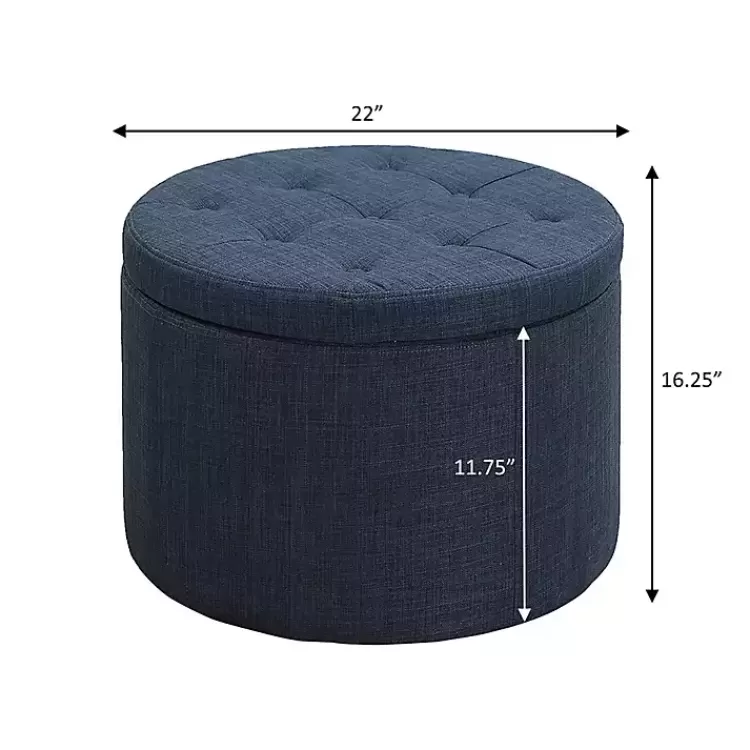 navy_upholstered_round_shoe_storage_ottoman_6.webp Navy Upholstered Round Shoe Storage Ottoman>Kirklands Home Sale