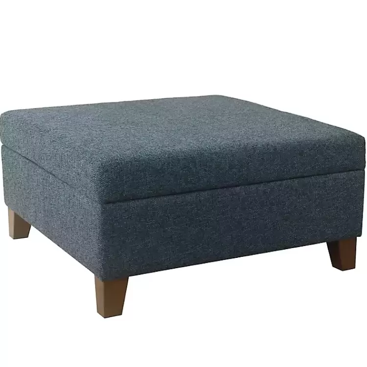 Navy Upholstered Square Storage Ottoman>Kirklands Home Clearance