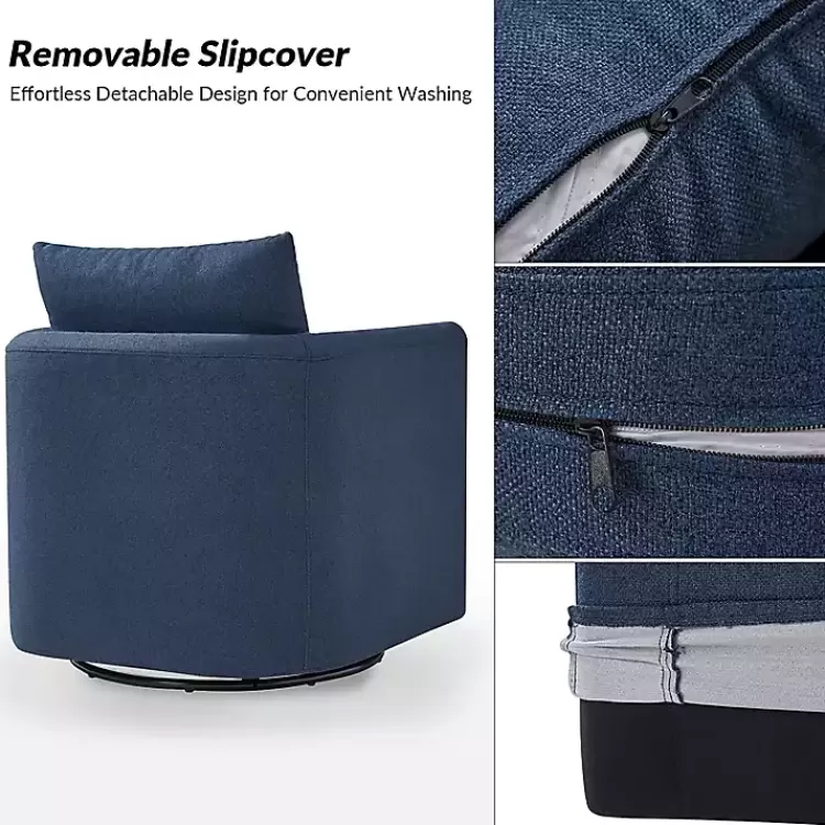 navy_upholstered_vasser_slipcover_swivel_chair_5.webp Navy Upholstered Vasser Slipcover Swivel Chair>Kirklands Home Clearance