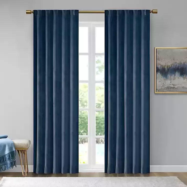 Navy Velvet Greta Curtain Panel Set, 95 in.>Kirklands Home Store