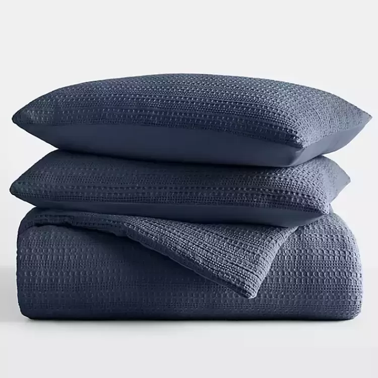 Navy Waffle Ultra-Soft 3-pc. Queen Comforter Set>Kirklands Home Flash Sale