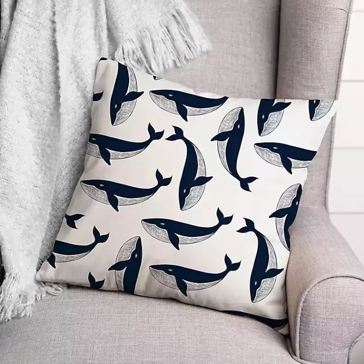 Navy Whale Outdoor Pillow>Kirklands Home Flash Sale