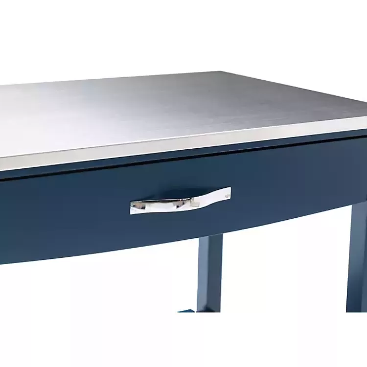 navy_wood_and_stainless_steel_top_kitchen_cart_4.webp Navy Wood and Stainless Steel Top Kitchen Cart>Kirklands Home Clearance