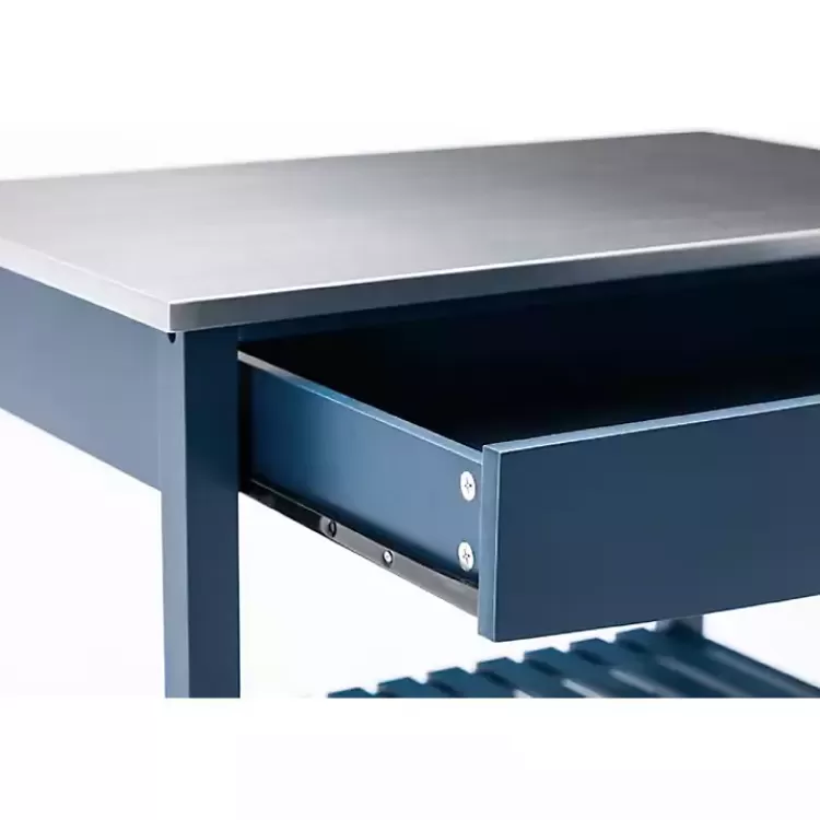 navy_wood_and_stainless_steel_top_kitchen_cart_5.webp Navy Wood and Stainless Steel Top Kitchen Cart>Kirklands Home Clearance