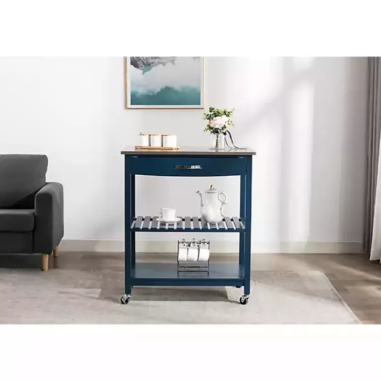 navy_wood_and_stainless_steel_top_kitchen_cart_7.webp Navy Wood and Stainless Steel Top Kitchen Cart>Kirklands Home Clearance