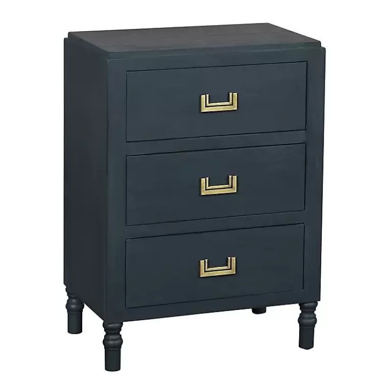 Navy Wood 3-Drawer Layla Nightstand>Kirklands Home Best