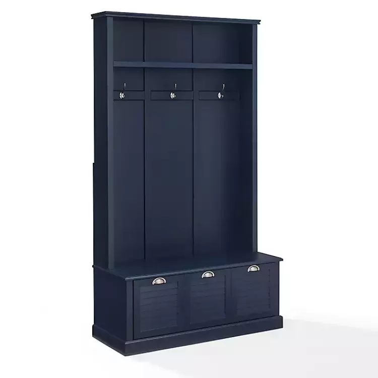 Navy Wood Storage Bench Hall Tree>Kirklands Home Best Sale