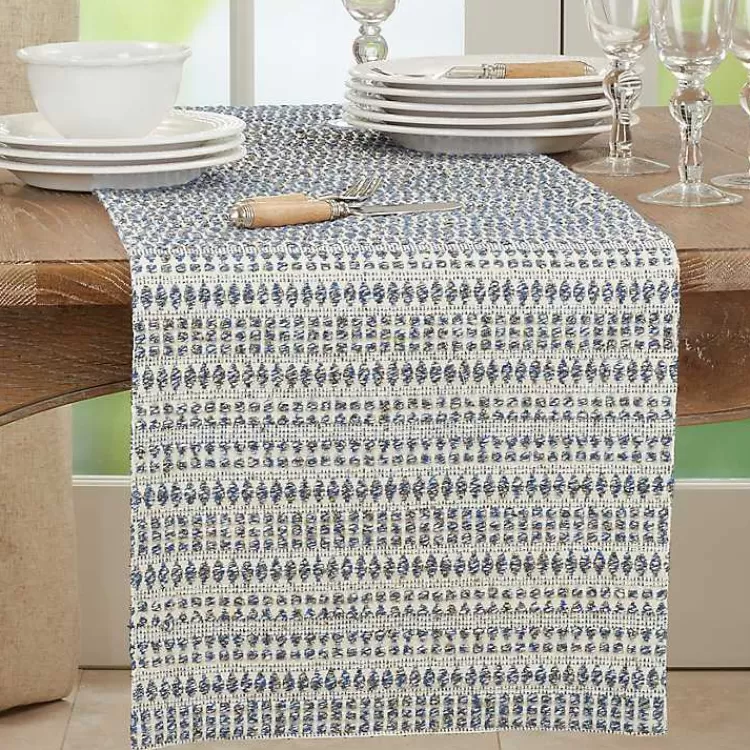 Navy Woven Line Stripe Table Runner>Kirklands Home New