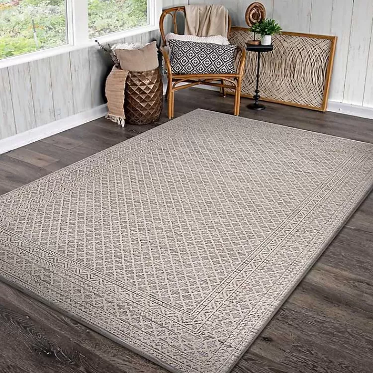 neutral_bordered_lattice_outdoor_area_rug_x_2.webp Neutral Bordered Lattice Outdoor Area Rug, 5x7>Kirklands Home Clearance