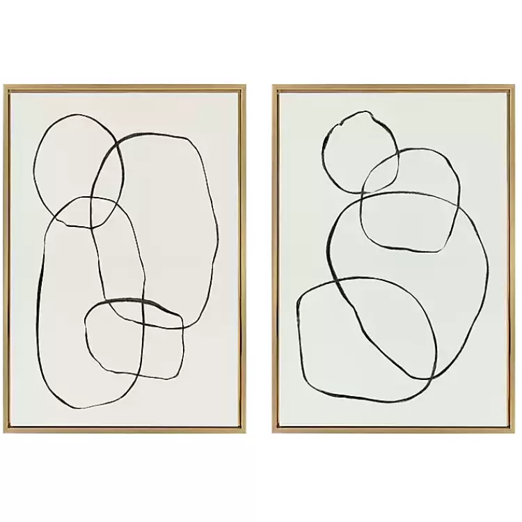 Neutral Circles Framed Canvas Art Prints, Set of 2>Kirklands Home Flash Sale