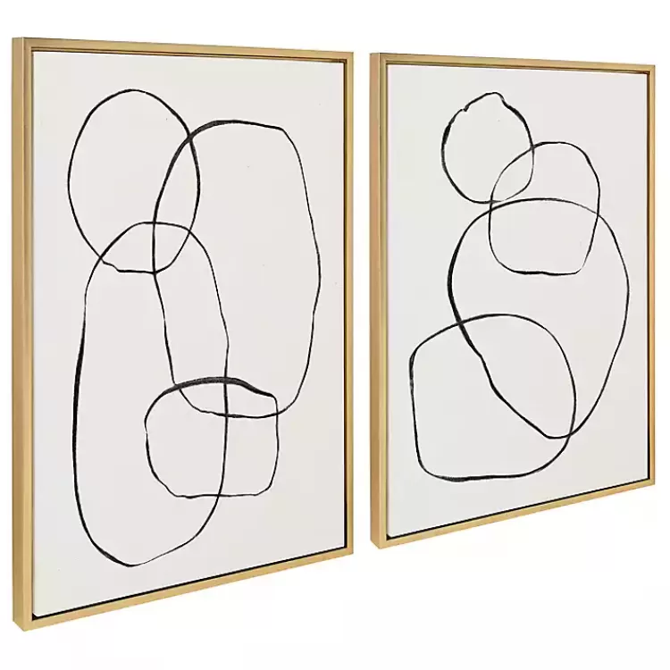 Neutral Circles Framed Canvas Art Prints, Set of 2>Kirklands Home Flash Sale