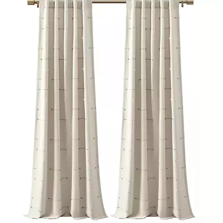Neutral Clipped Stripe Curtain Panel Set, 84 in.>Kirklands Home Sale