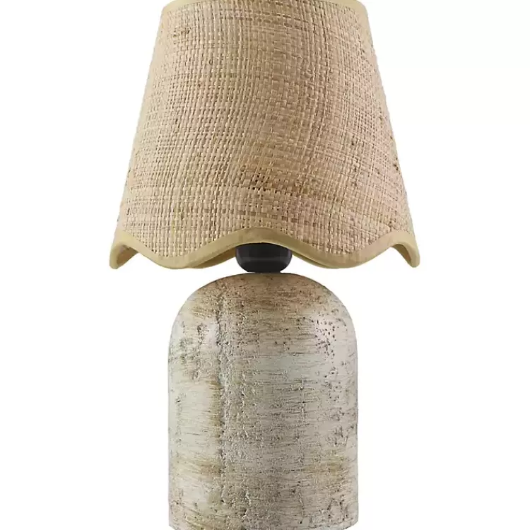 Neutral Faux Stone Table Lamp with Scalloped Shade>Kirklands Home Shop