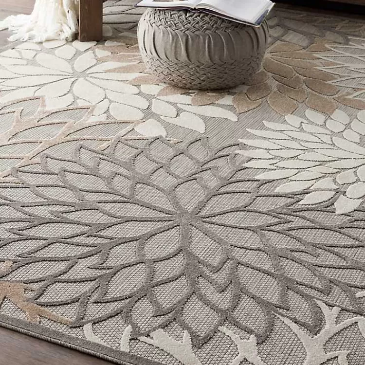 neutral_floral_burst_outdoor_area_rug_x_6.webp Neutral Floral Burst Outdoor Area Rug, 7x10>Kirklands Home Cheap
