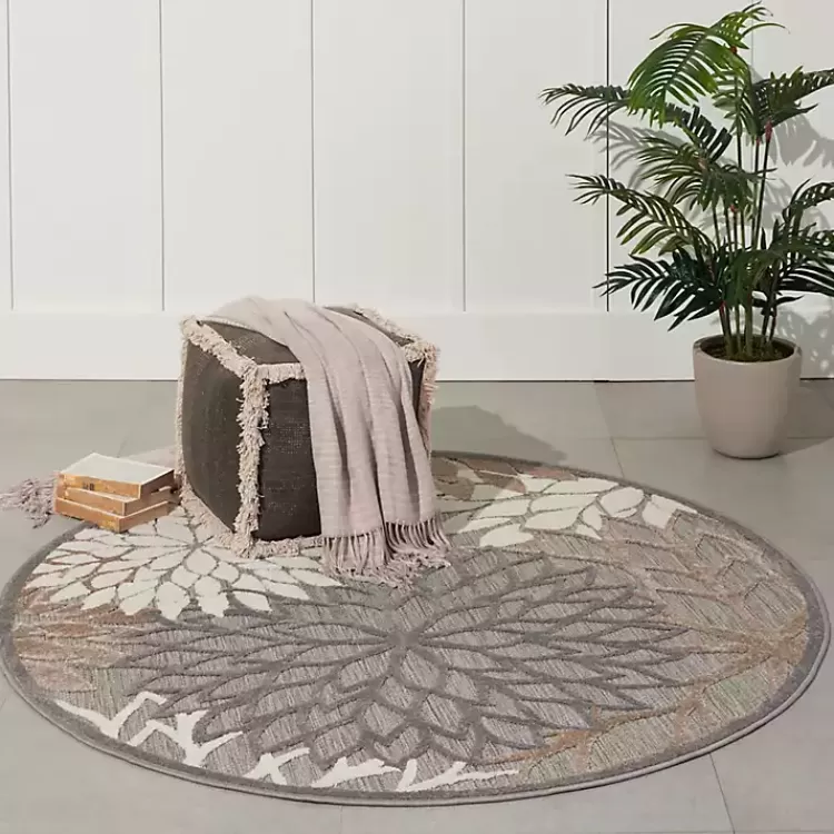 neutral_floral_burst_outdoor_round_area_rug__ft_5-1.webp Neutral Floral Burst Outdoor Round Area Rug, 5 ft.>Kirklands Home Store