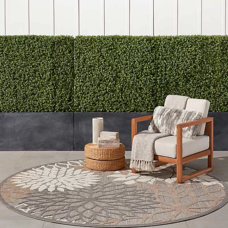 neutral_floral_burst_outdoor_round_area_rug__ft_5.webp Neutral Floral Burst Outdoor Round Area Rug, 7 ft.>Kirklands Home Store