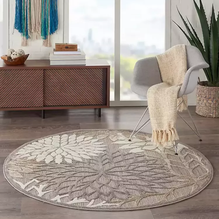 neutral_floral_burst_outdoor_round_area_rug__ft_7-1.webp Neutral Floral Burst Outdoor Round Area Rug, 5 ft.>Kirklands Home Store