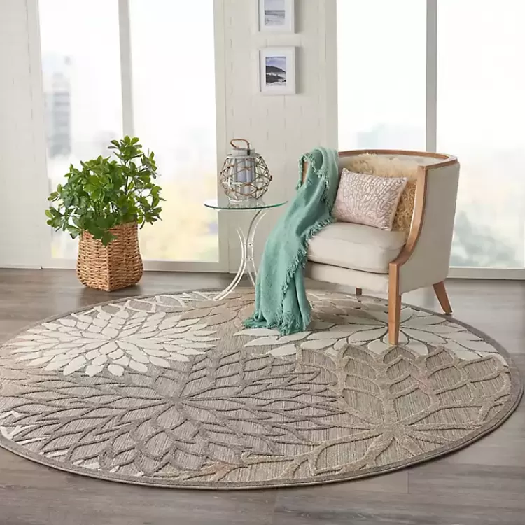 neutral_floral_burst_outdoor_round_area_rug__ft_7.webp Neutral Floral Burst Outdoor Round Area Rug, 7 ft.>Kirklands Home Store