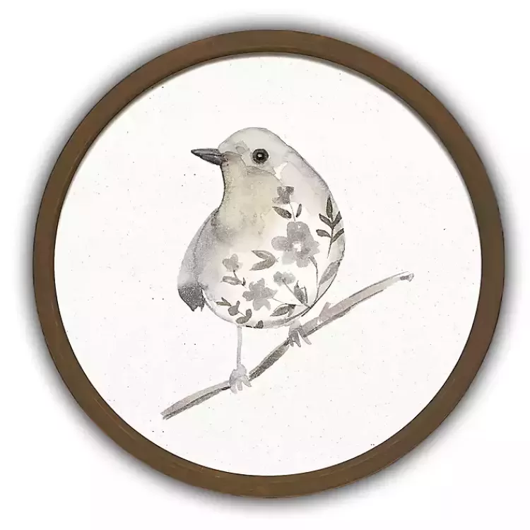 Neutral Sage Bird II Round Framed Art Print>Kirklands Home Best