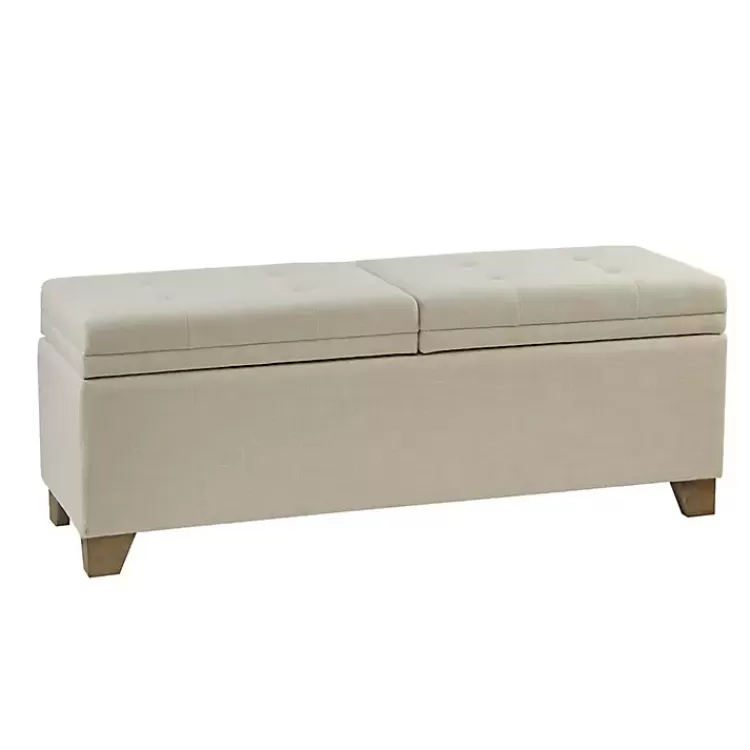Neutral Split Seat Jackson Storage Bench>Kirklands Home Cheap