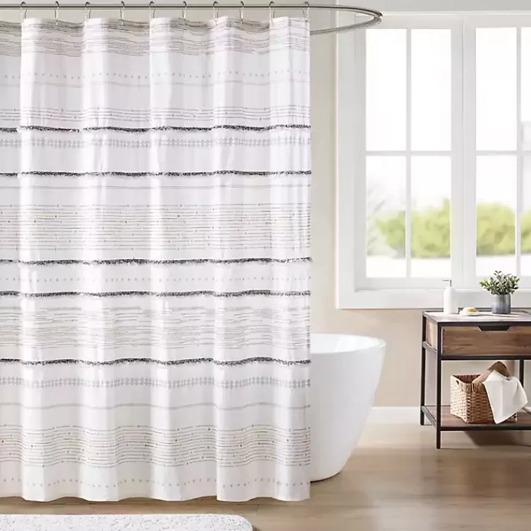 Neutral Striped Boho Cotton Shower Curtain>Kirklands Home Hot