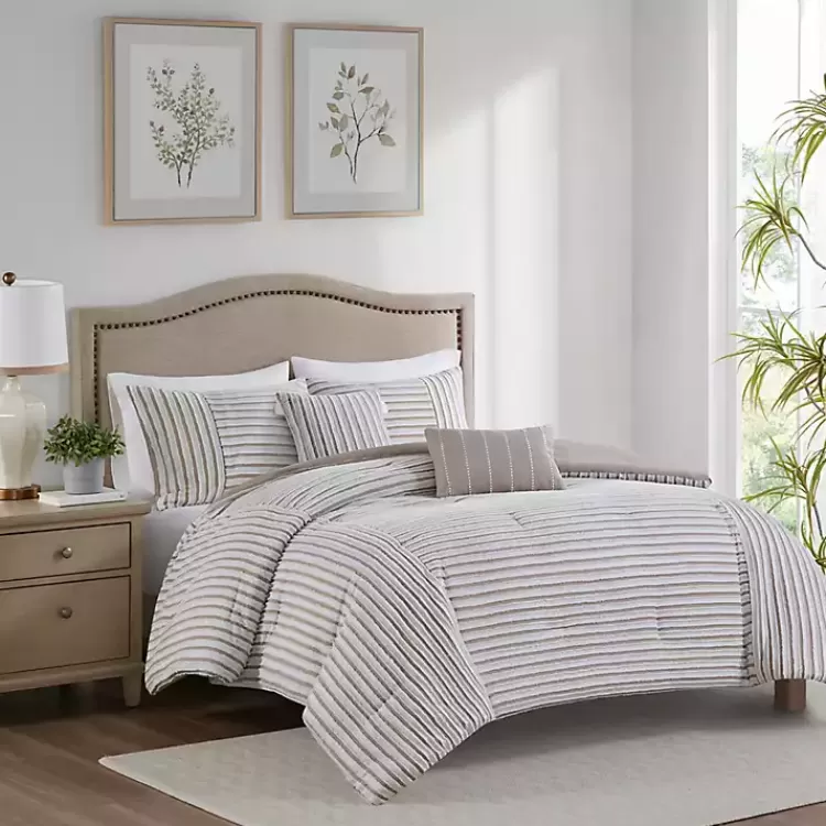 Neutral Striped 5-pc. Full/Queen Comforter Set>Kirklands Home Shop