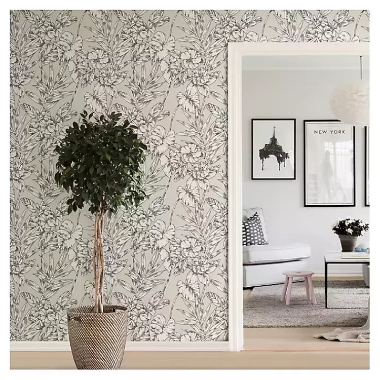 Neutral Tropic Floral Peel & Stick Wallpaper>Kirklands Home Best