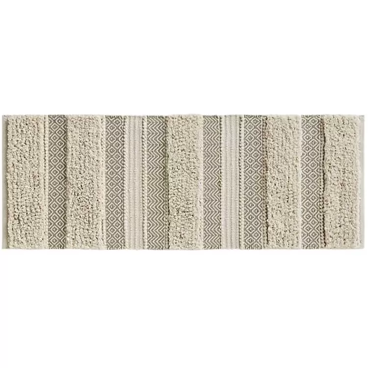 Neutral Tufted Stripes Woven Bath Runner>Kirklands Home Best Sale