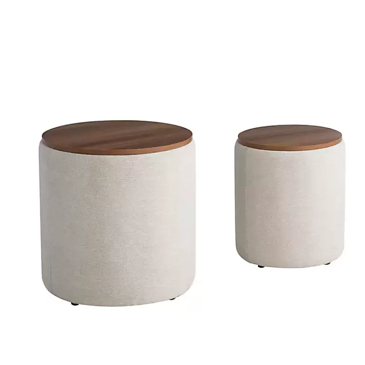 Neutral Upholstered Nesting Ottomans, Set of 2>Kirklands Home Cheap