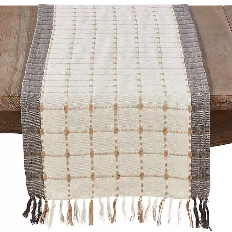 Neutral Woven Windowpane Table Runner>Kirklands Home Cheap