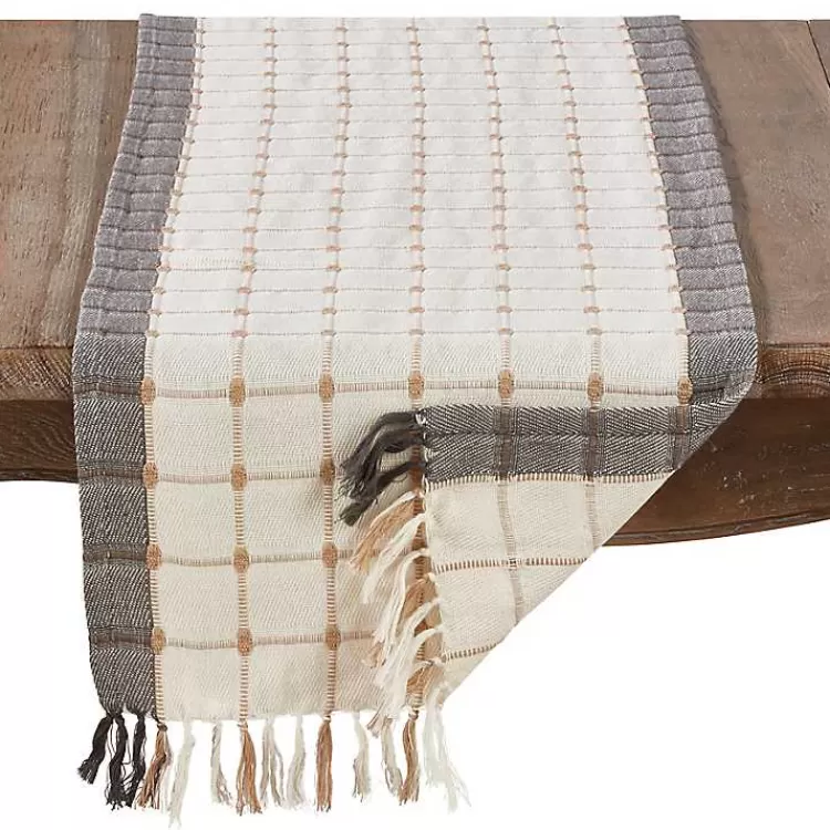 Neutral Woven Windowpane Table Runner>Kirklands Home Cheap