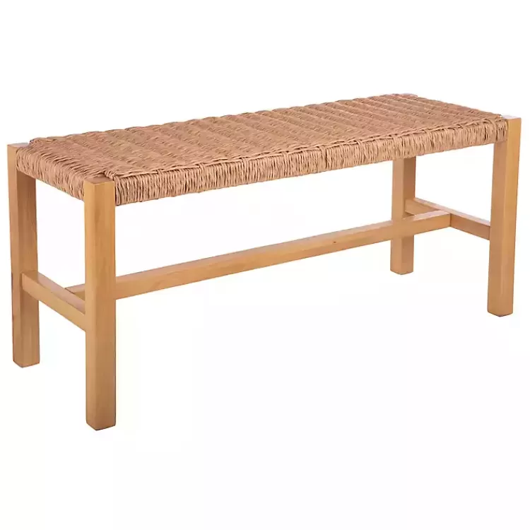 Newport Natural Wood and Rattan Bench>Kirklands Home Fashion