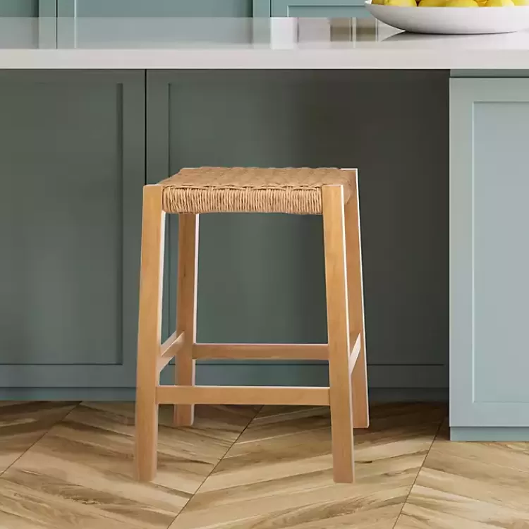 Newport Natural Wood and Rattan Counter Stool>Kirklands Home Best Sale