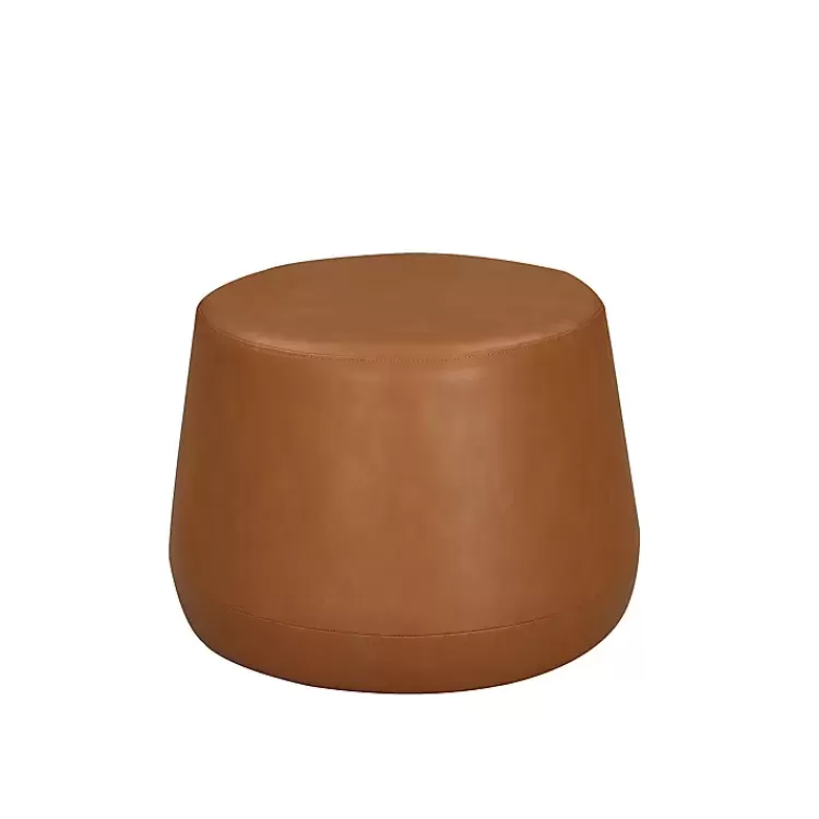 Newton Carmel Faux Leather Thimble Ottoman>Kirklands Home Clearance