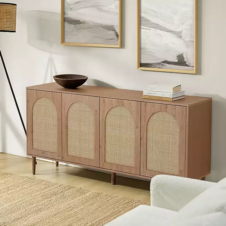 oak_and_natural_rattan_door_sideboard_2.webp Oak and Natural Rattan 4-Door Sideboard>Kirklands Home Online