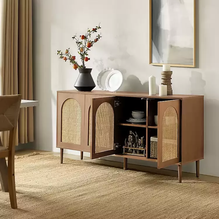 oak_and_natural_rattan_door_sideboard_3.webp Oak and Natural Rattan 4-Door Sideboard>Kirklands Home Online