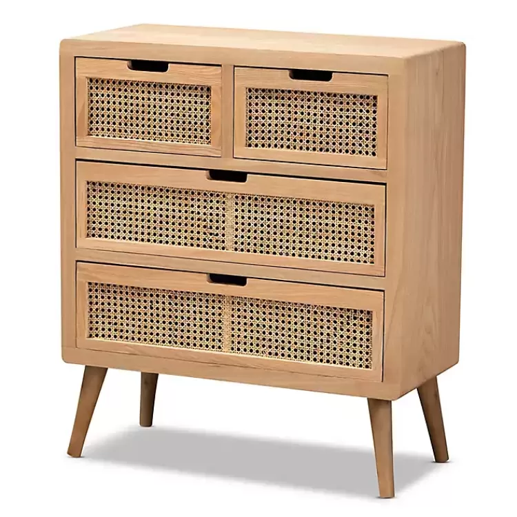 Oak and Rattan 4-Drawer Chest>Kirklands Home Cheap
