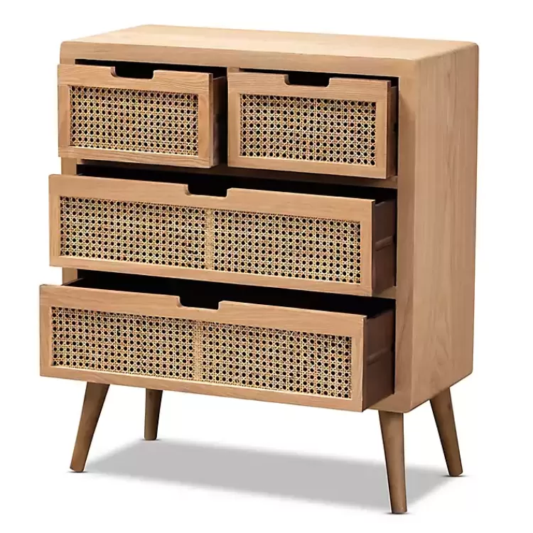 Oak and Rattan 4-Drawer Chest>Kirklands Home Cheap