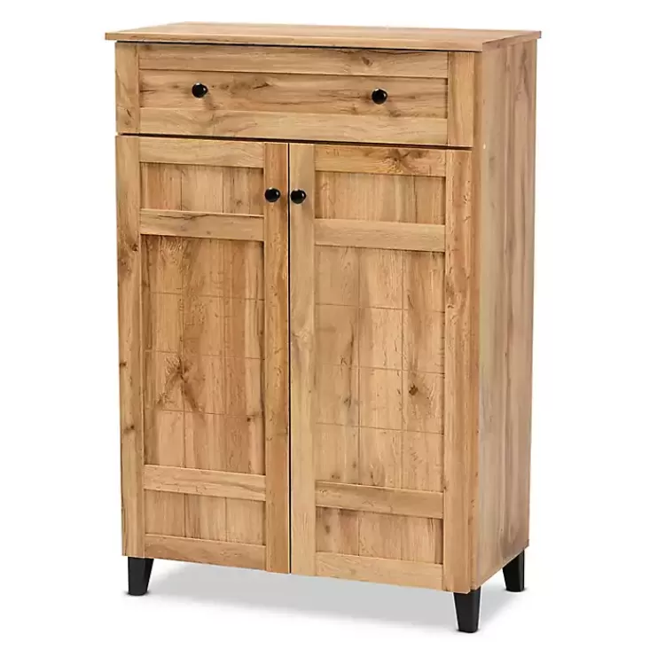 Oak 2-Door Grid Shoe Storage Cabinet>Kirklands Home Outlet