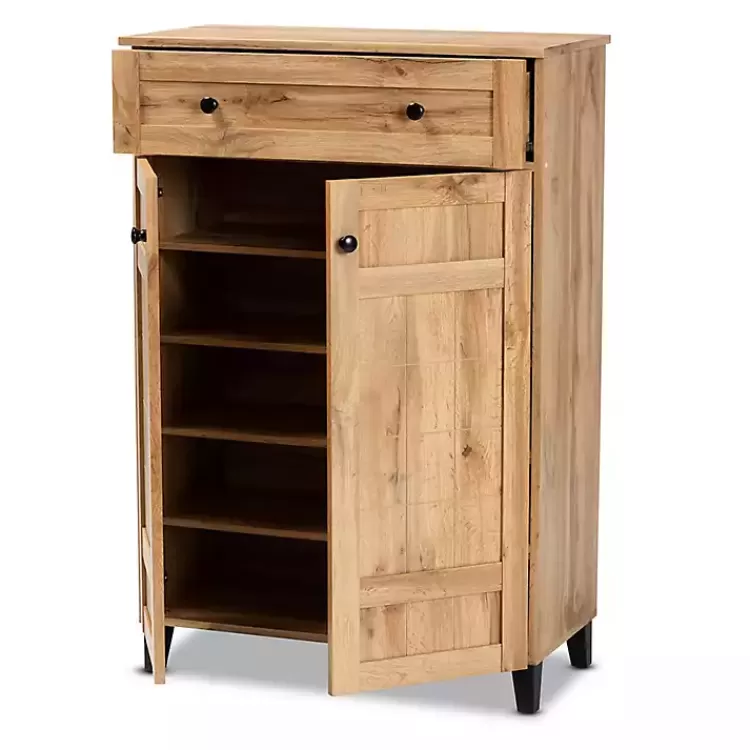 Oak 2-Door Grid Shoe Storage Cabinet>Kirklands Home Outlet