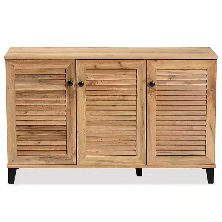 oak_door_slatted_shoe_storage_cabinet_2.webp Oak 3-Door Slatted Shoe Storage Cabinet>Kirklands Home Fashion