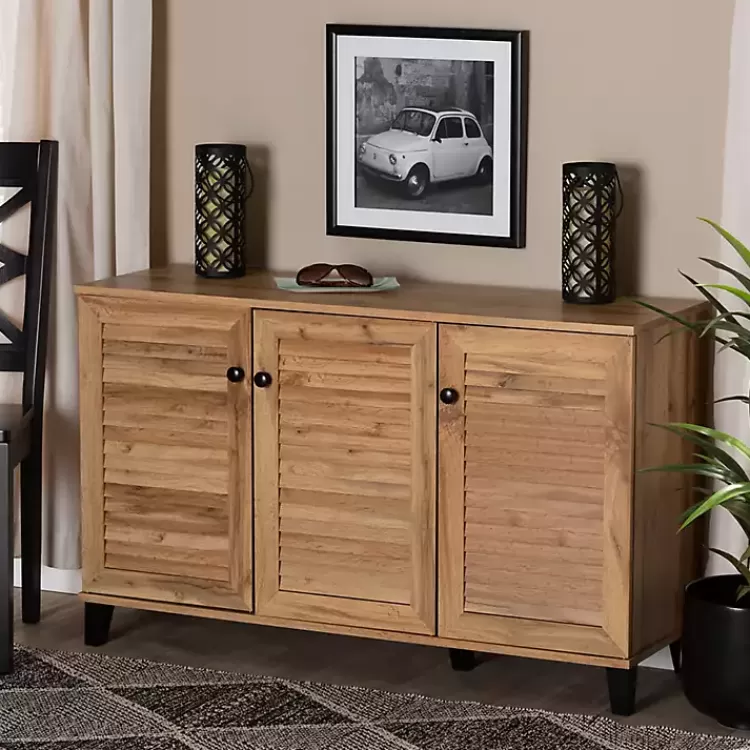 oak_door_slatted_shoe_storage_cabinet_6.webp Oak 3-Door Slatted Shoe Storage Cabinet>Kirklands Home Fashion