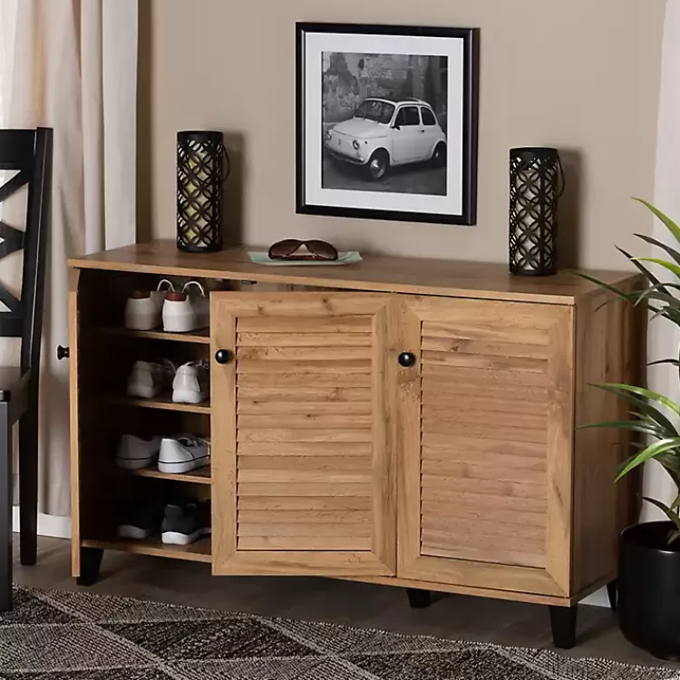 oak_door_slatted_shoe_storage_cabinet_7.webp Oak 3-Door Slatted Shoe Storage Cabinet>Kirklands Home Fashion