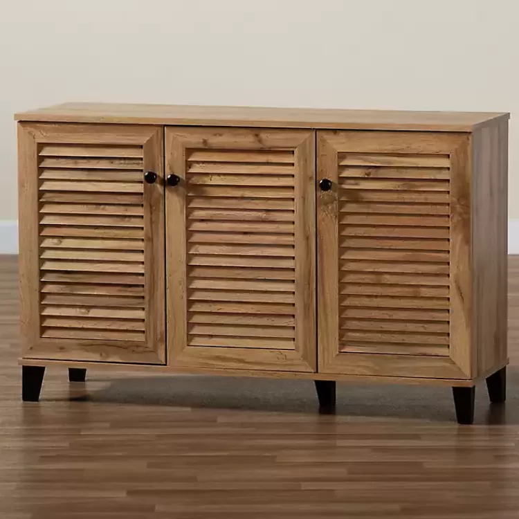 oak_door_slatted_shoe_storage_cabinet_8.webp Oak 3-Door Slatted Shoe Storage Cabinet>Kirklands Home Fashion