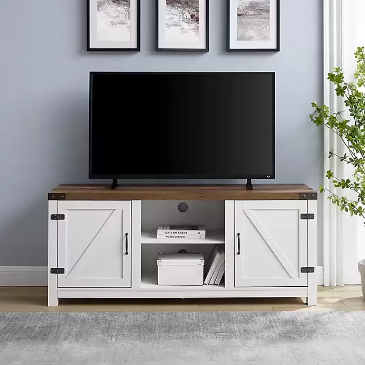 Oak Farmhouse Double Door TV Stand>Kirklands Home Outlet