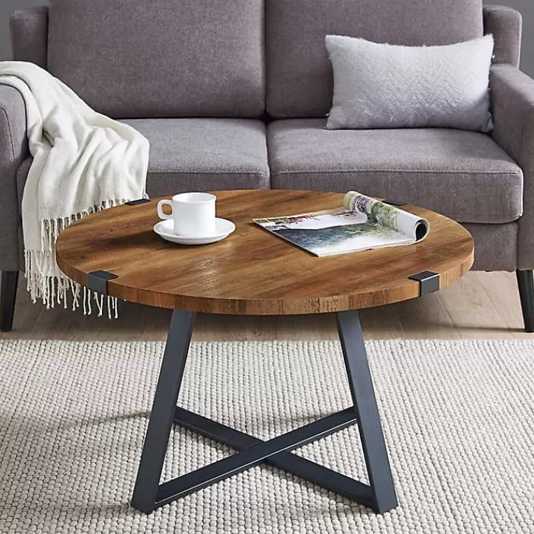 oak_urban_rustic_round_coffee_table_2.webp Oak Urban Rustic Round Coffee Table>Kirklands Home Clearance