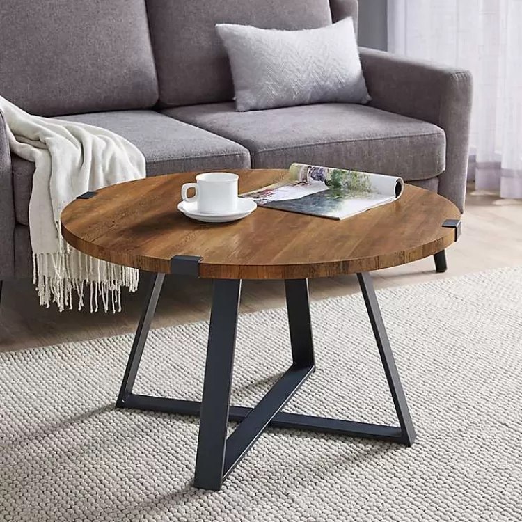 oak_urban_rustic_round_coffee_table_3.webp Oak Urban Rustic Round Coffee Table>Kirklands Home Clearance